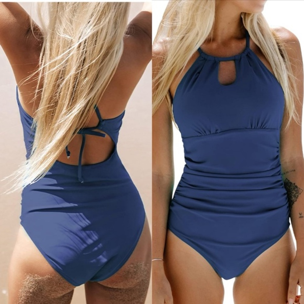 NWT Women's One Piece Swimsuit High Neck Tummy Control Swimwear Bathing Suit M